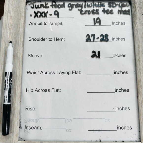 Junk Food Heather Gray Stripe Abstract Cross 3/4 Sleeve Cotton Modal Tee Medium - Picture 6 of 6